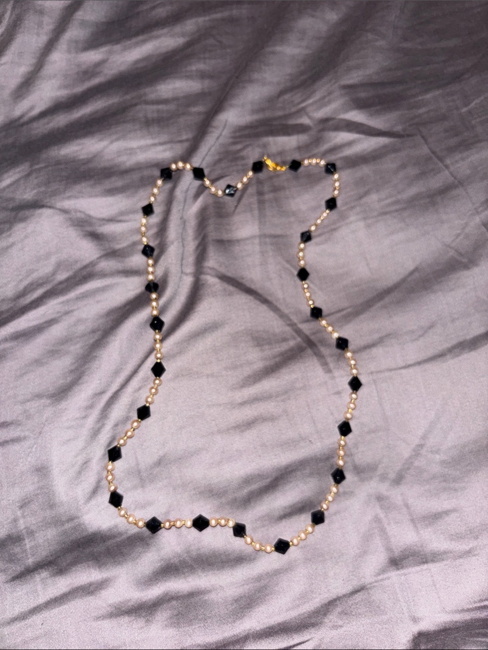 Gold and Black Pearl Beaded Necklace - Unbranded
